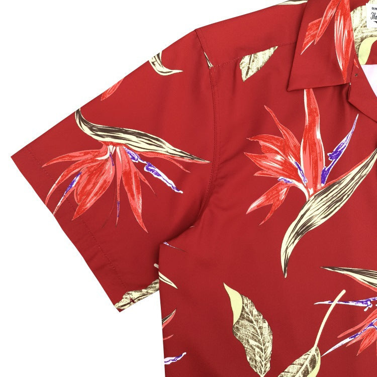 GUILTYPARTIES TIGER Shirts bird of paradise Hawaiian short-sleeved shirt men