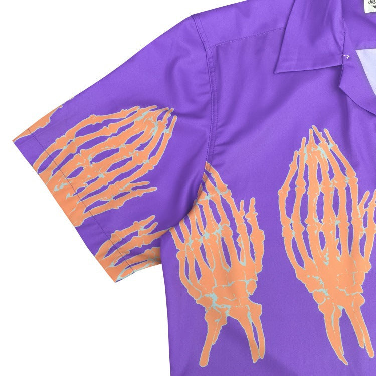 GUILTYPARTIES TIGER Shirts 21ss Limited Ghost Hand, Ghost Claw Print, Hawaiian Short Sleeve Shirt Men