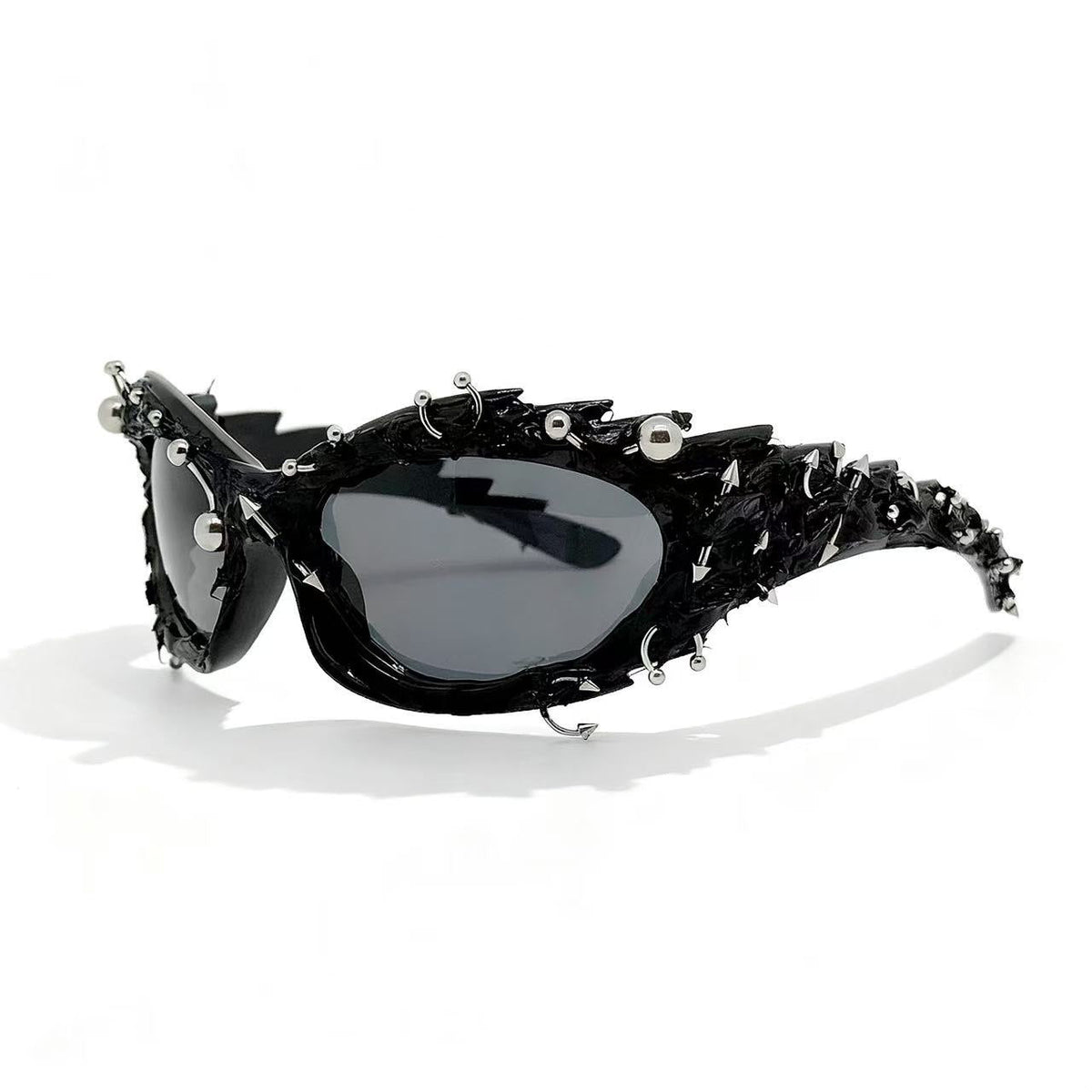 Trendy punk glasses dark asymmetrical frame