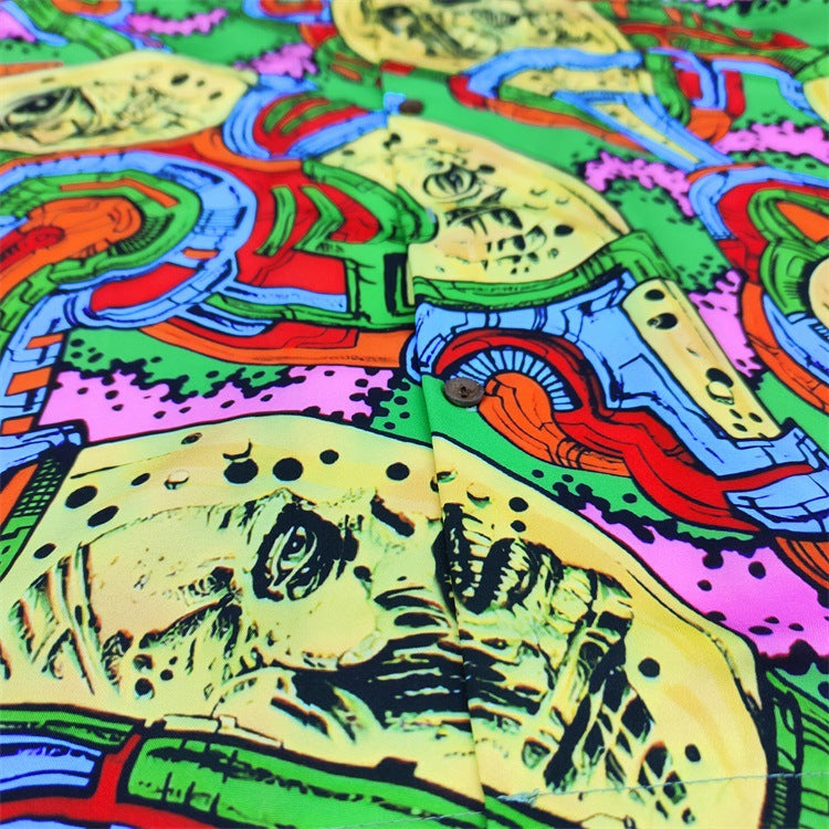 GUILTYPARTIES TIGER Shirts 24ss Science Fiction Graffiti, Rayon Casual, Hawaiian Short Sleeve Shirt
