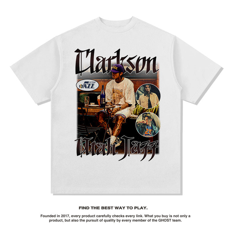 Nba Long Sleeve Shirt Nba T Shirt Clarkson Piston Basketball Star Printed Short Sleeve T-shirt High-quality pure cotton comfortable and trendy clothing