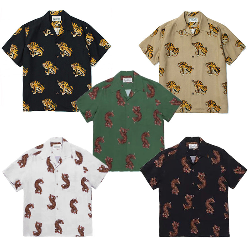 GUILTYPARTIES TIGER Shirts 18FW E-WMS-HI02 Ukiyo-e, Tiger Hawaiian Short Sleeve Shirt