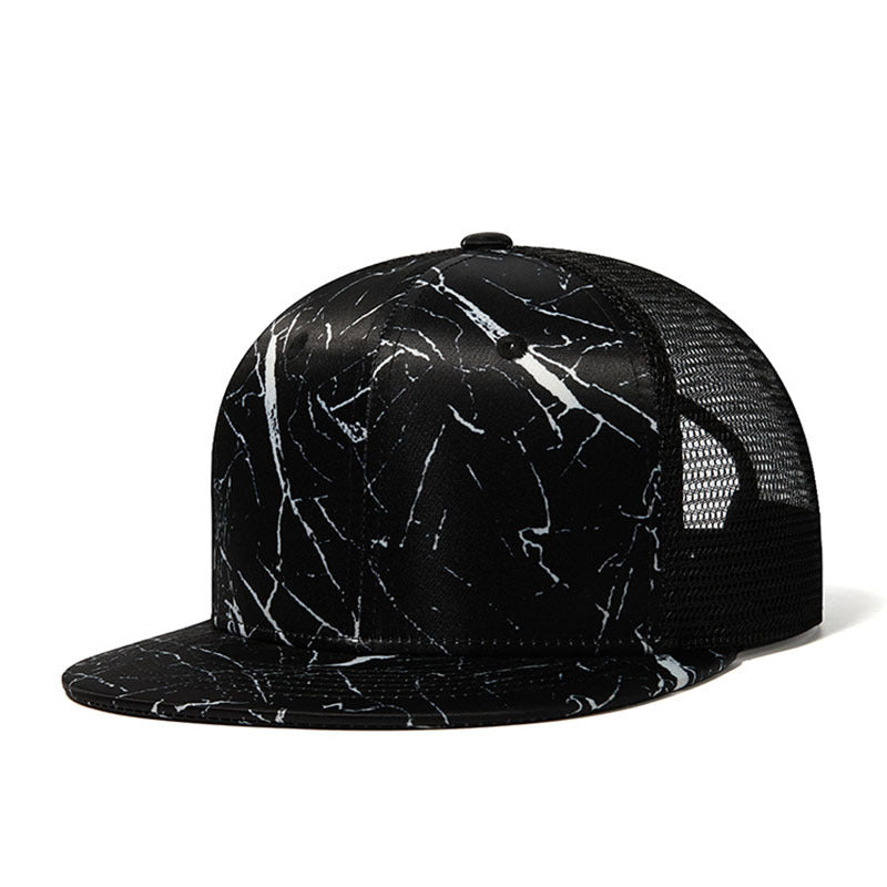 Trendy flat brimmed snapback hatsmesh summer breathable sun shade