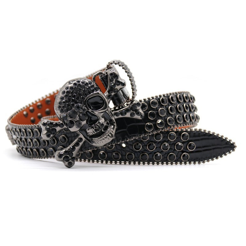 Hip-hop punk rhinestone belt skull accessories