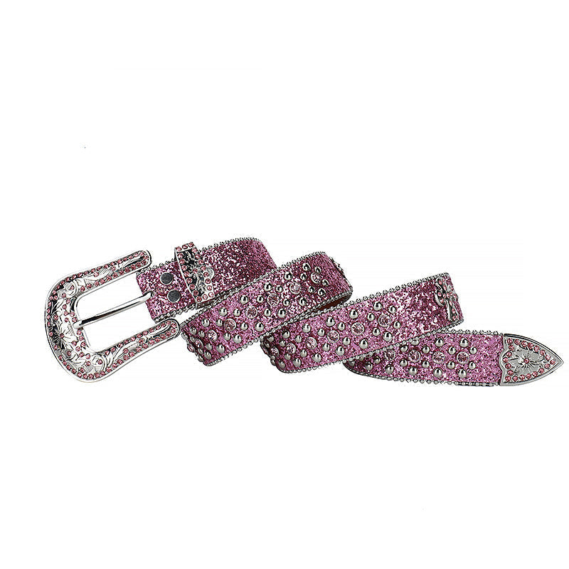 Hip-hop punk rhinestone belt punk style