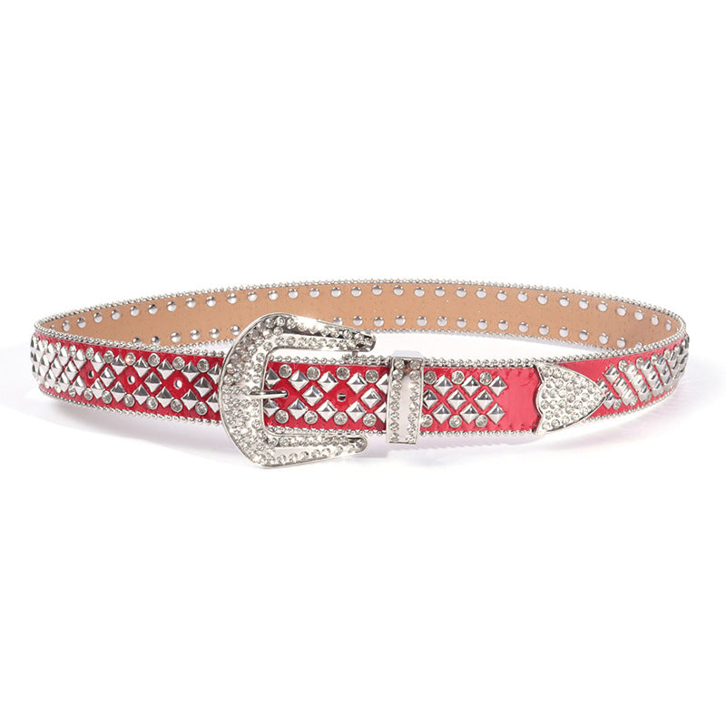 Hip-hop punk rhinestone belt square nail decoration punk style
