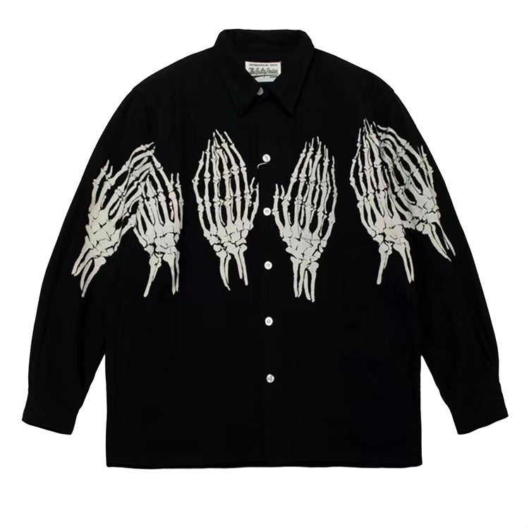 GUILTYPARTIES TIGER Long sleeved shirt, skeleton ghost hands and ghost claws, Hawaii men's and women's same long-sleeved shirt