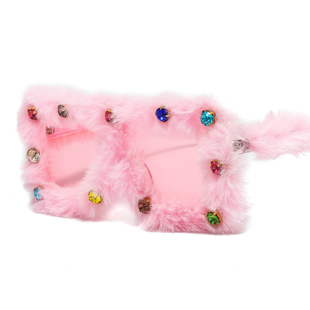 Trendy punk glasses stuffed diamond square sunscreen