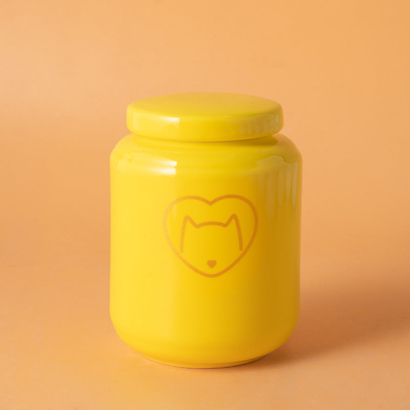 Pet Urn Dog Cat Ceramic Pet Memorial Jar Sealed with Lid Bone Jar Funeral Supplies