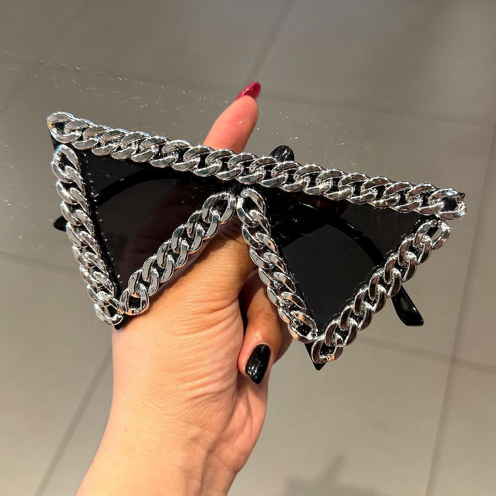 Trendy punk glasses triangle chain retro