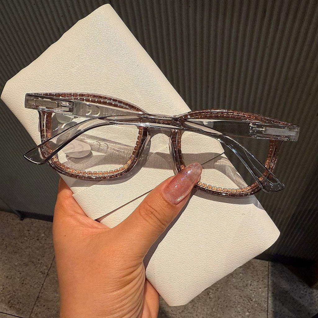 Trendy punk glasses diamond anti-blue light