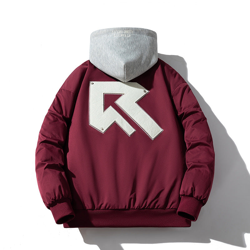 Men's Vintage Jackets Patch Embroidered Jacket Men's Padded Baseball Jacket Cotton Jacket