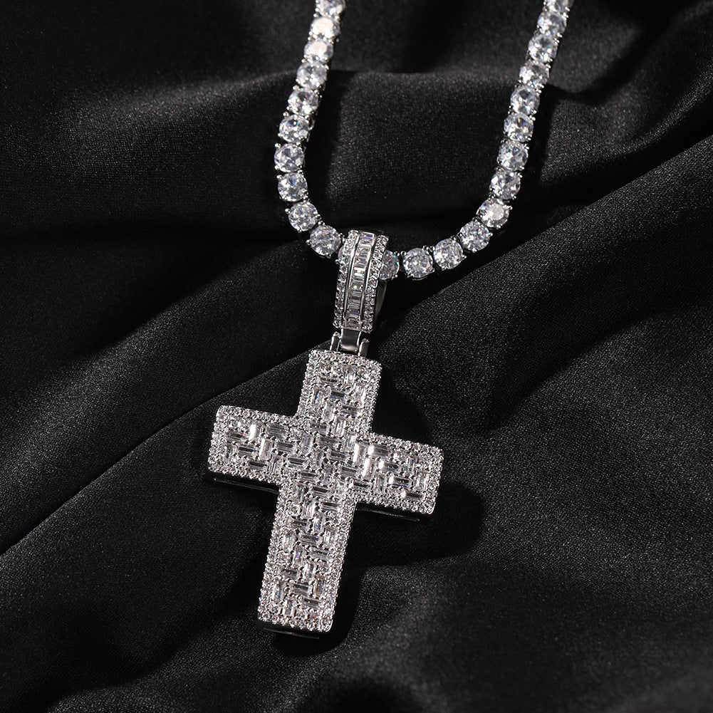 Jewelry Cross Pendant Personalized Copper Set Zircon Trend Necklace St. Valentine's Crosses Spectrum