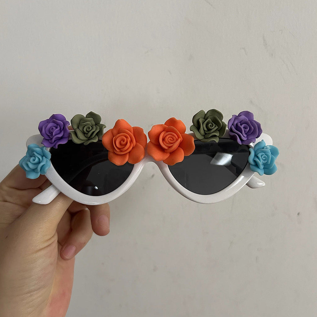Trendy punk glasses rose cat eyes