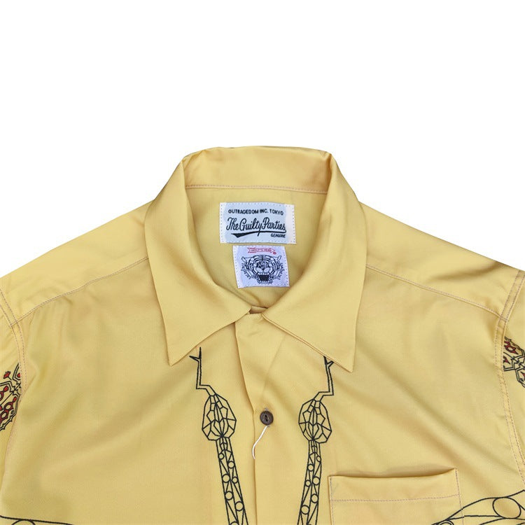 GUILTYPARTIES TIGER Long sleeved shirt COLLAR serpentine abstract rayon long-sleeved shirt men