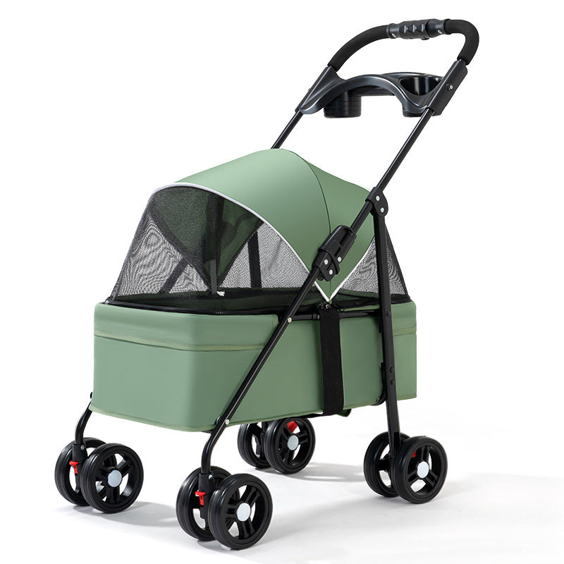 Pet Stroller 2026 Pet Cart Dog Cat Teddy Cart Going Out Small and Medium Dog Pull Cart Lightweight Foldable Foreign Trade