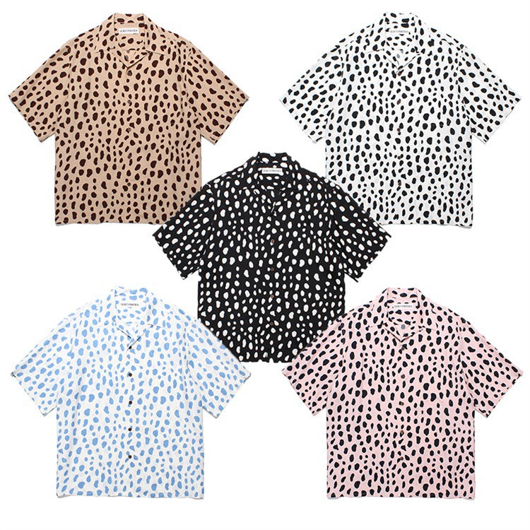 GUILTYPARTIES TIGER Shirts 24ss LEOPARD SHIRT Leopard print Hawaiian short-sleeved shirt men