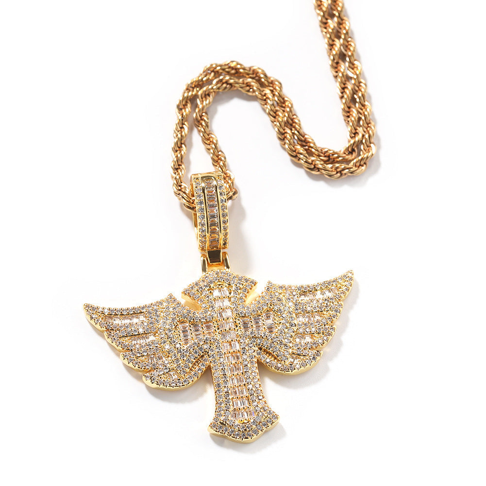 Jewelry Angel Wings Cross Diamond Pendant Fashion Angel Pieces Crosses Egypt Pieces Jesus Pieces St. Valentine's