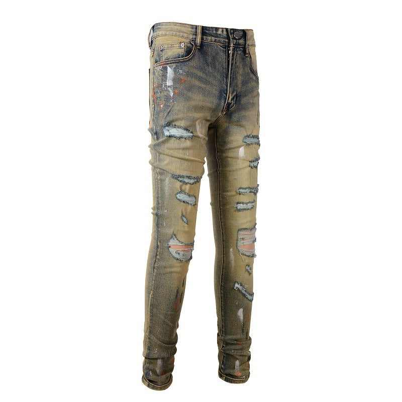 AMIRI Jeans Graffiti Hole & Patch Stretch Slim Fit #6557