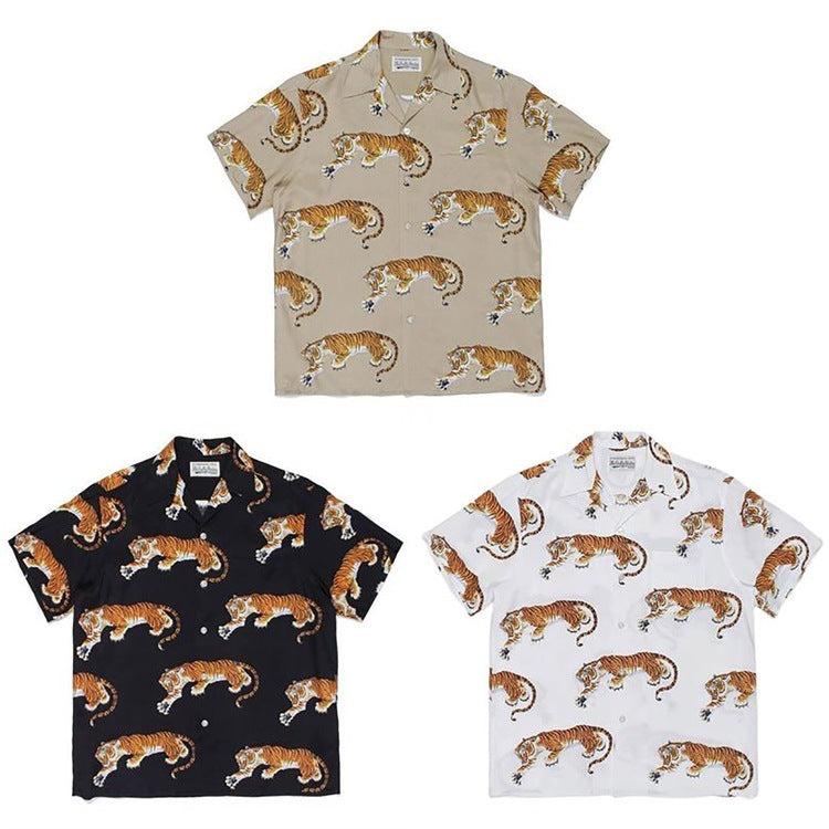 GUILTYPARTIES TIGER Shirts 22ss Limited TIM LEHI Downhill Tiger Hawaiian Short Sleeve Shirt Men's and Women's