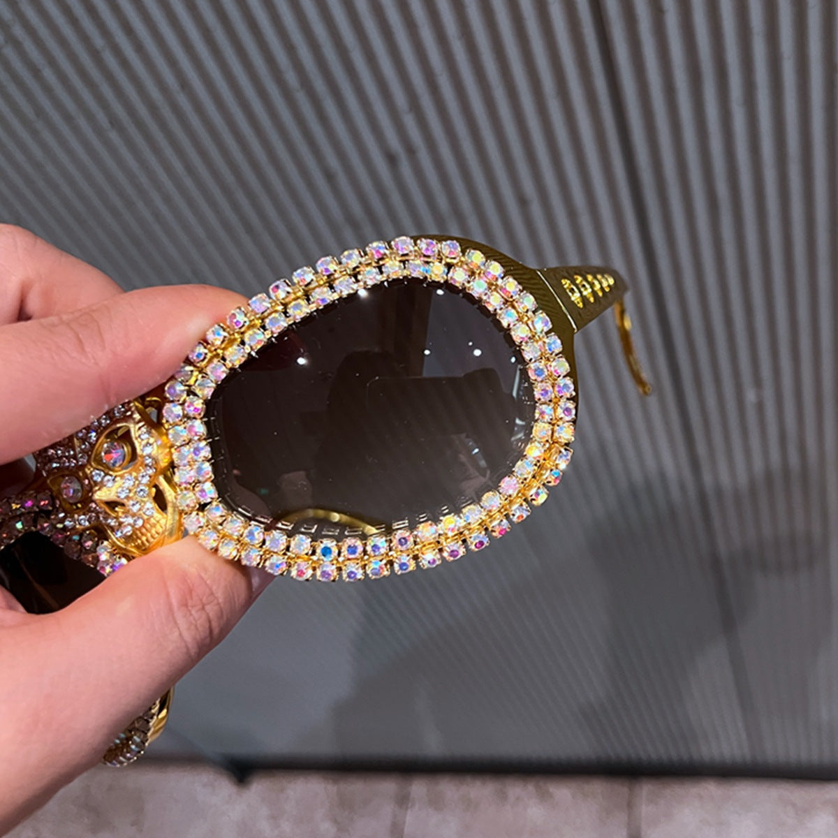 Trendy punk glasses retro diamond