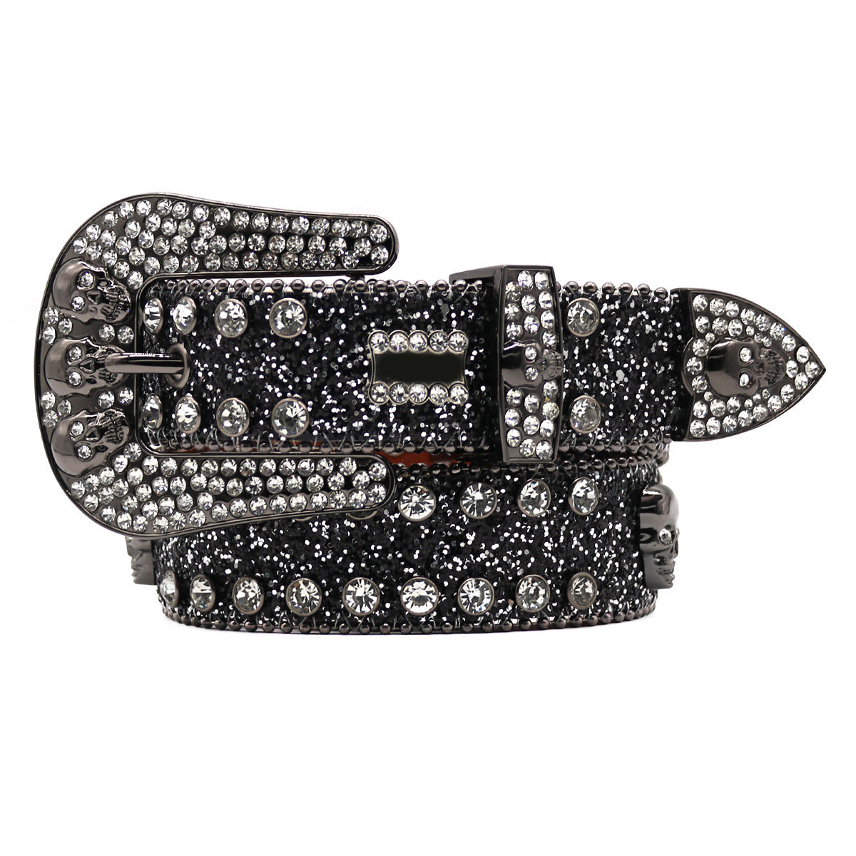 Hip-hop punk rhinestone belt skull