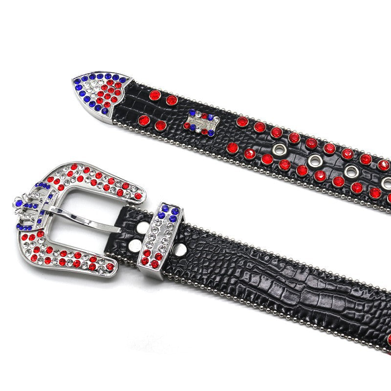 Hip-hop punk rhinestone belt rhinestone crown punk style