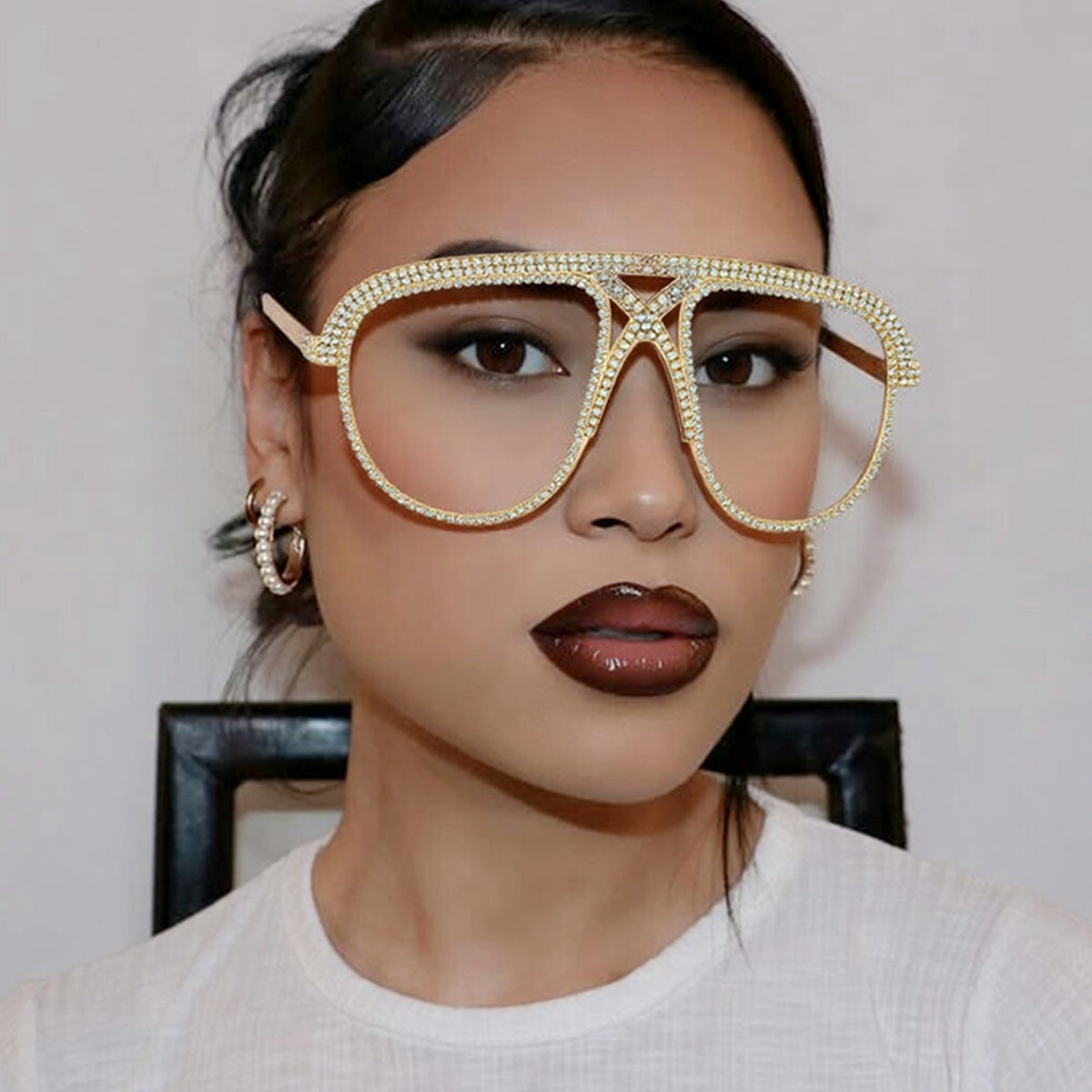 Trendy punk glasses diamond retro