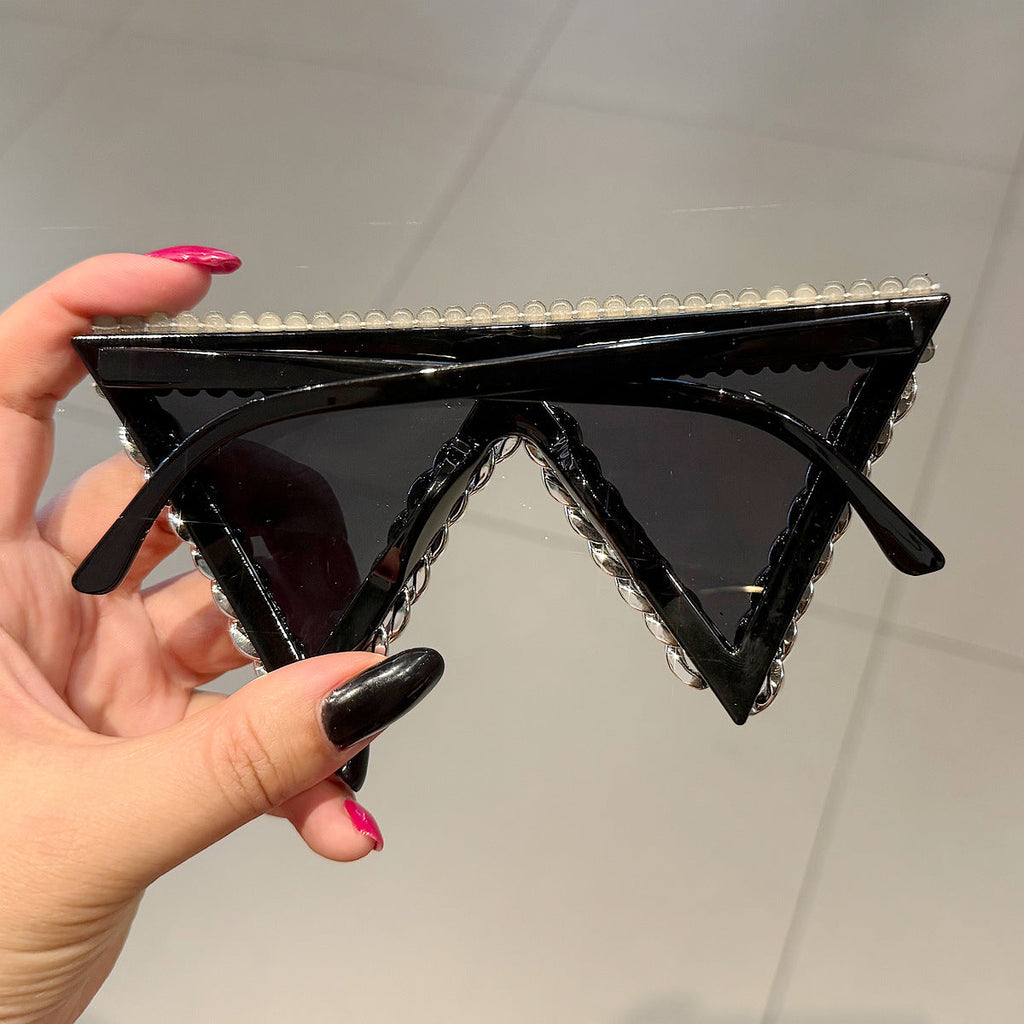 Trendy punk glasses triangle chain retro