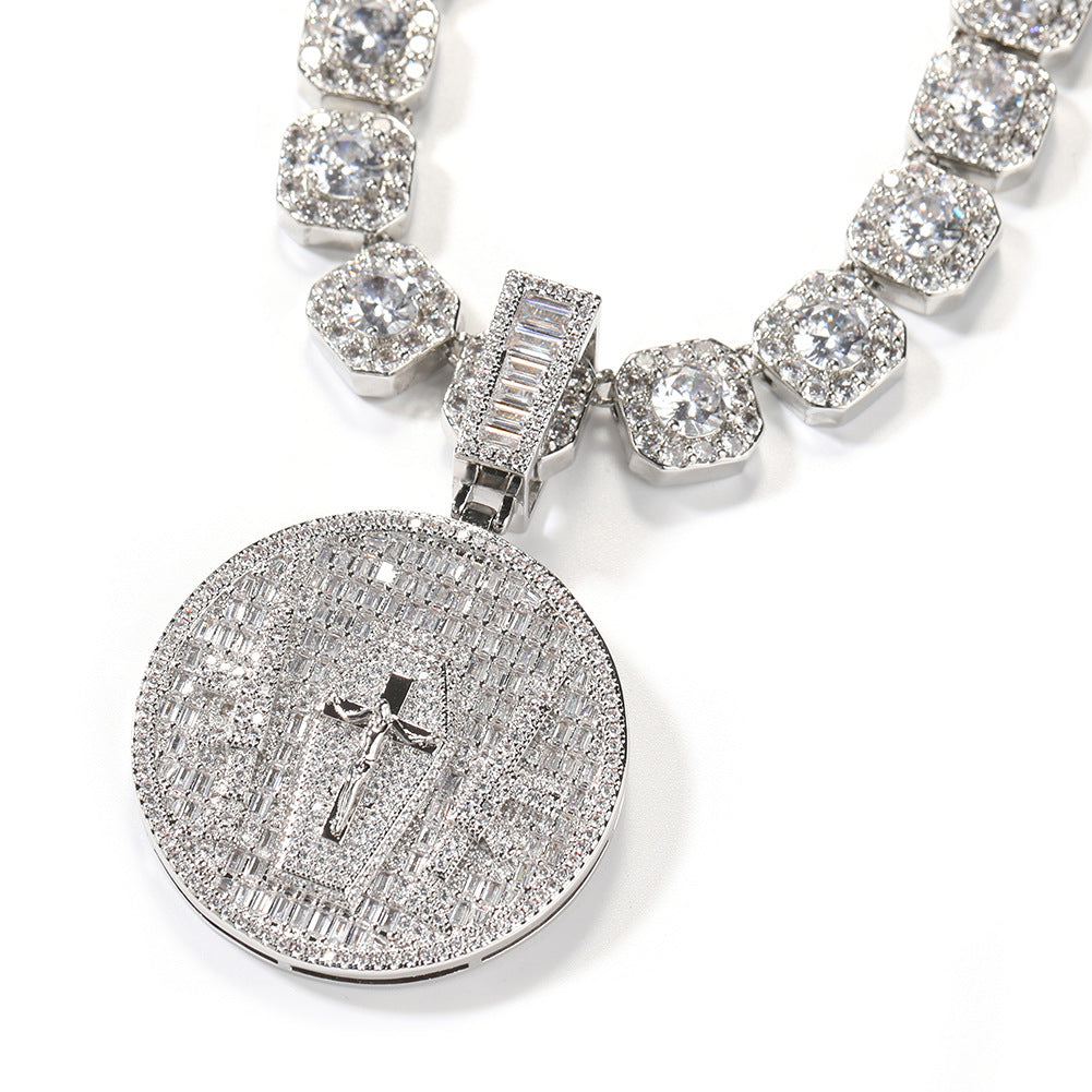 Jewelry Summer Cross Pendant Full Diamond Necklace Spectrum Far East