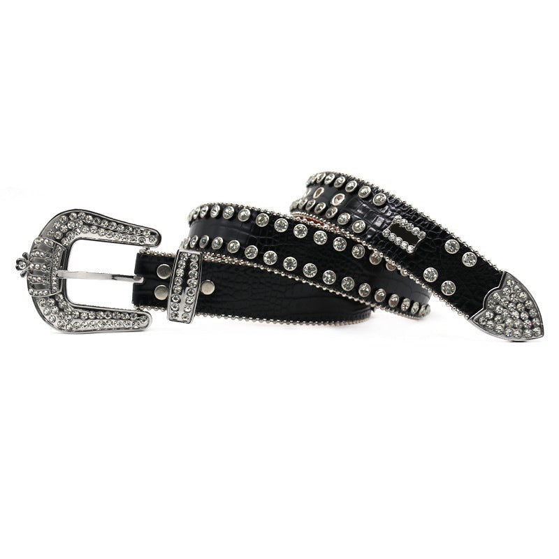 Hip-hop punk rhinestone belt crown belt