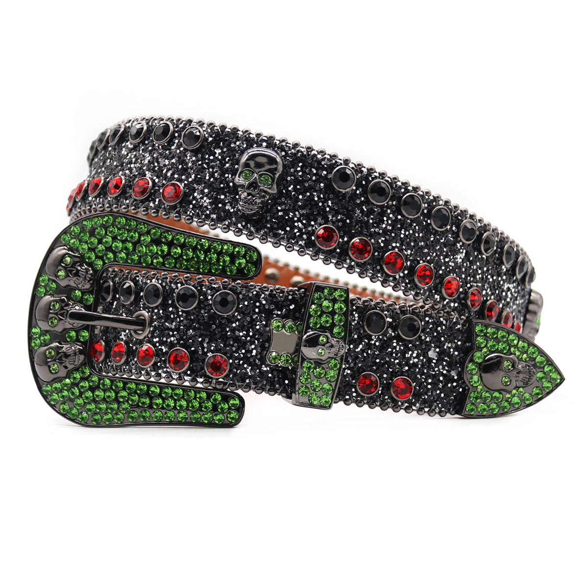 Hip-hop punk rhinestone belt full diamond skull