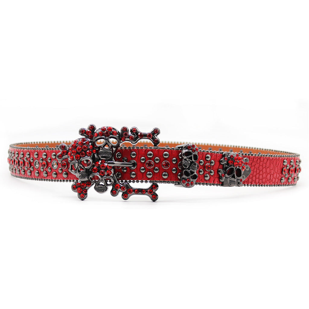 Hip-hop punk rhinestone belt y2k skull accessories