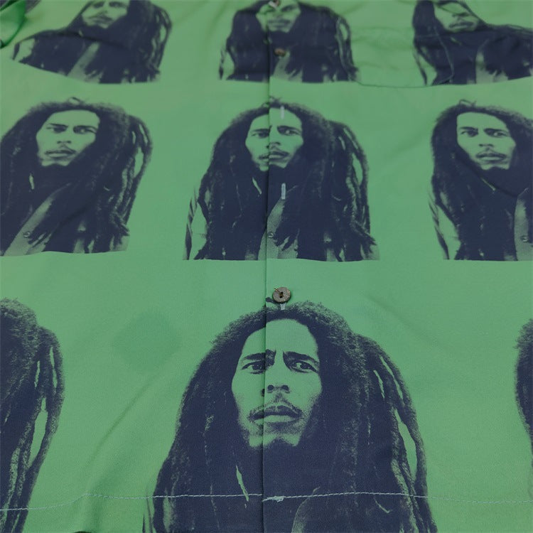 GUILTYPARTIES TIGER Shirts 23ss Reggae Music Godfather Portrait Printed Hawaiian Short Sleeve Shirt Men
