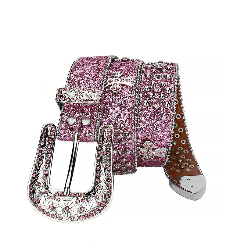 Hip-hop punk rhinestone belt punk style