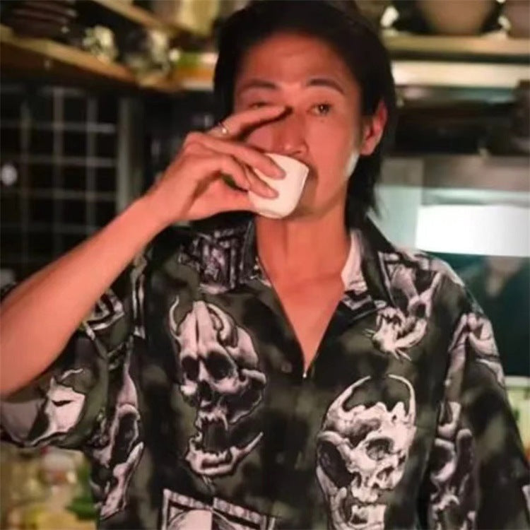 GUILTYPARTIES TIGER Shirts 56 TATTOO STUDIO Skull Ghost Hawaiian Short Sleeve Shirt