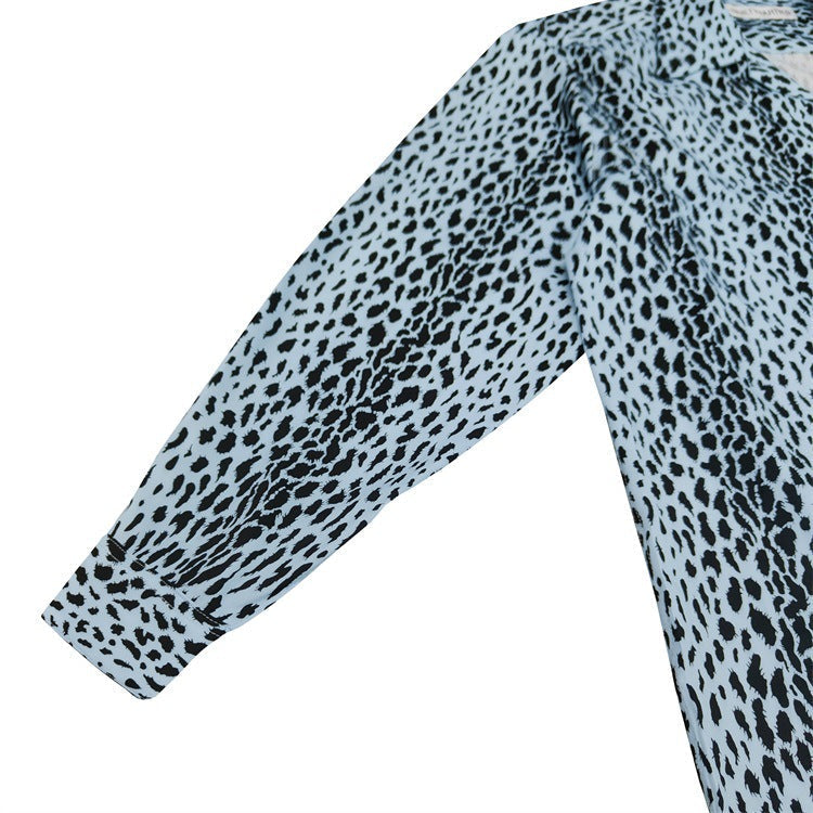 GUILTYPARTIES TIGER Long sleeved shirt Leopard print, Hawaiian rayon casual long-sleeved shirt men