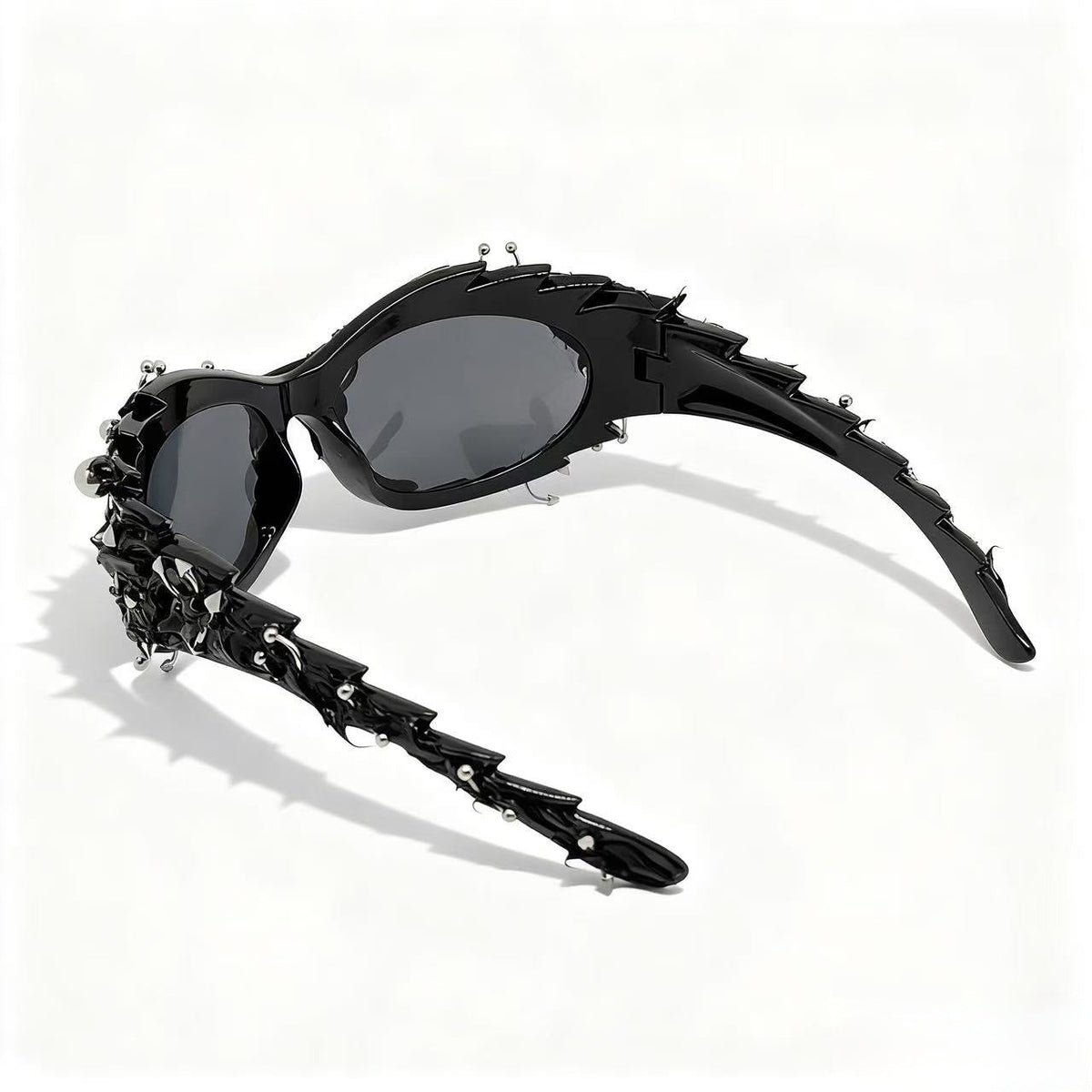 Trendy punk glasses dark asymmetrical frame