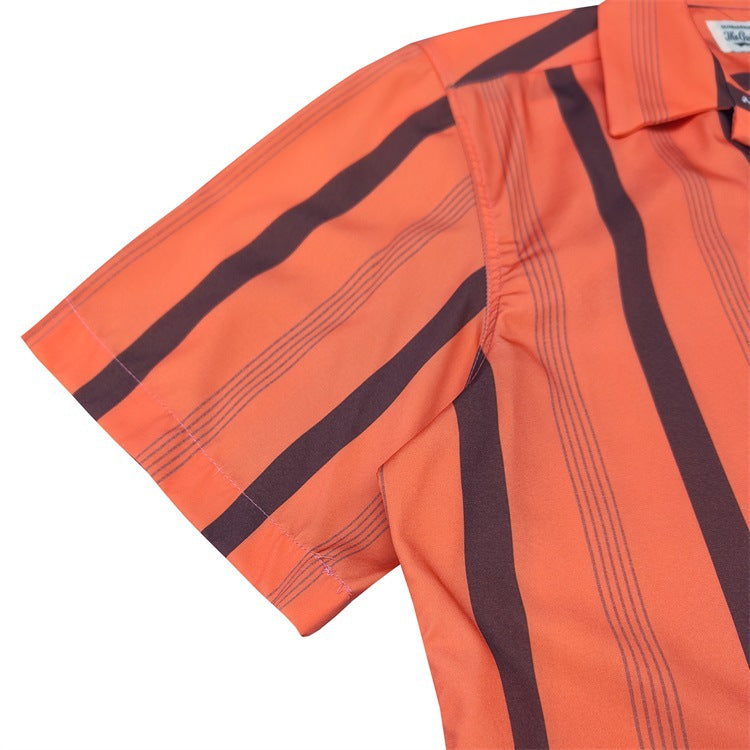 GUILTYPARTIES TIGER Shirts 24ss Striped Classic, Rayon Hawaiian Casual Short Sleeve Shirt Men