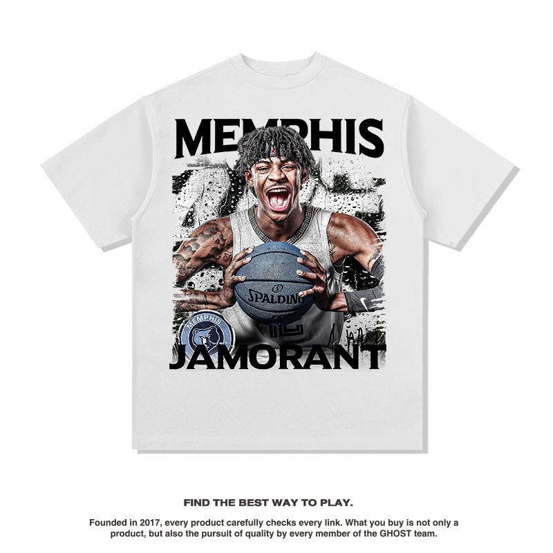 Nba T Shirt Short Sleeve T-shirt Top Loose Heavy Weight High-quality pure cotton comfortable and trendy clothing