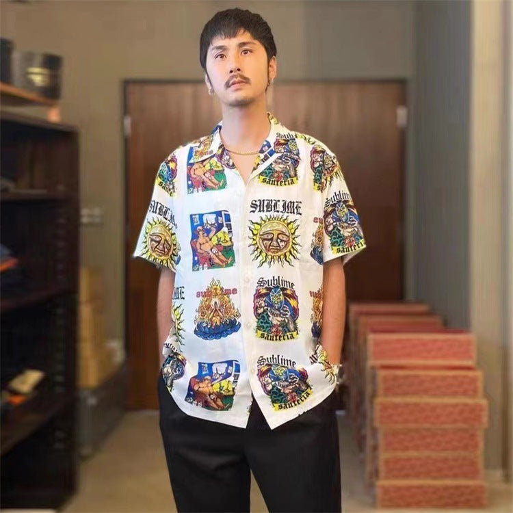GUILTYPARTIES TIGER Shirts joint sublime band, sunflower Hawaiian short-sleeved shirt men and women
