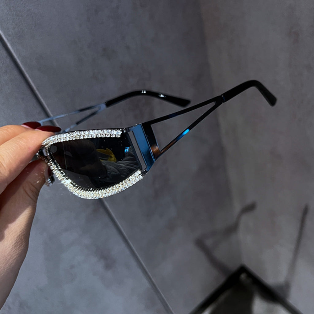 Trendy punk glasses y2k cut out diamond retro