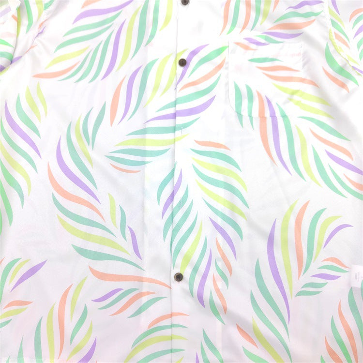 GUILTYPARTIES TIGER Shirts 23SS LEAF ALOHA Leaf Full Print Hawaiian Short Sleeve Shirt Men
