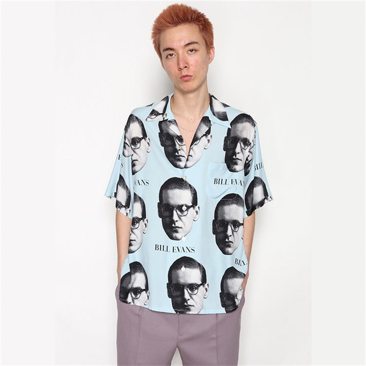 GUILTYPARTIES TIGER Shirts Bill Evans Jazz Music Hawaiian Casual Short Sleeve Shirts Men's and Women's