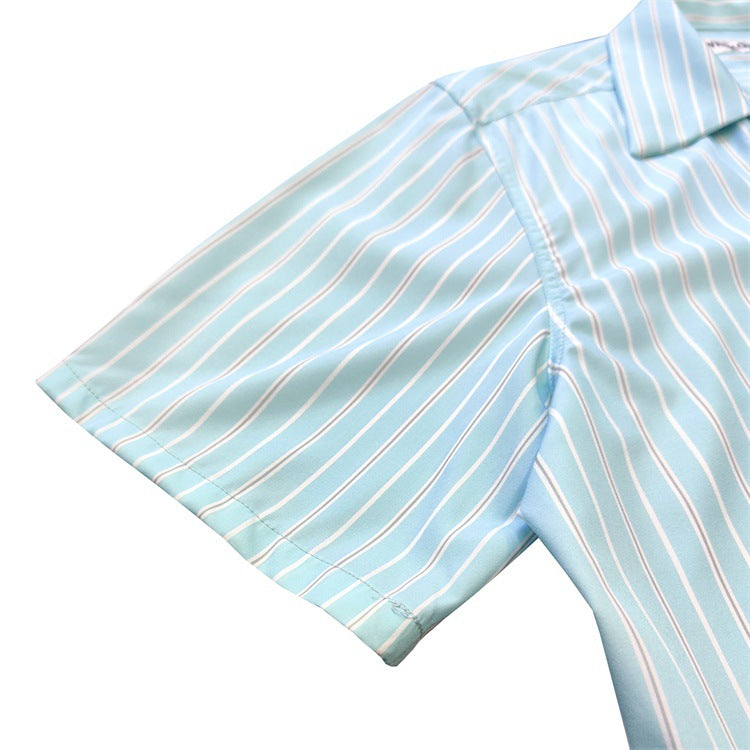 GUILTYPARTIES TIGER Shirts Striped color-matching rayon Hawaiian short-sleeved shirt Beach resort shirt