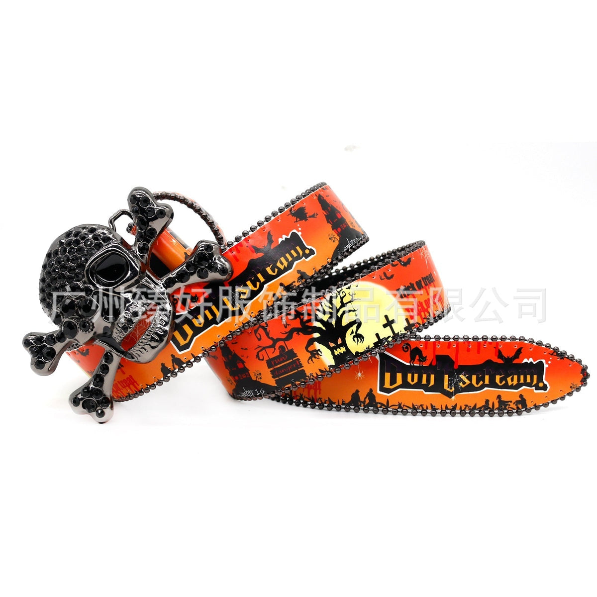 Hip-hop punk rhinestone belt halloween skull accessories