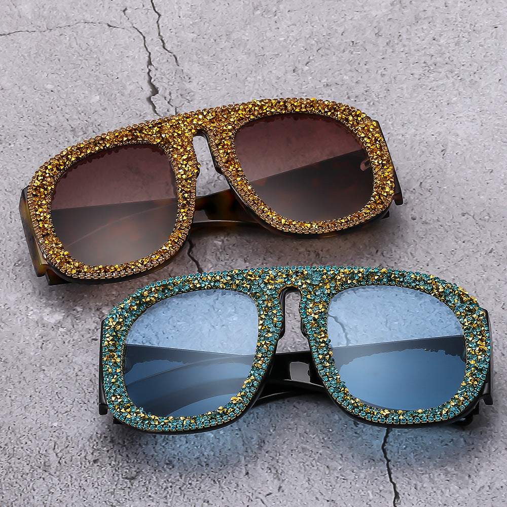 Trendy punk glasses with diamonds