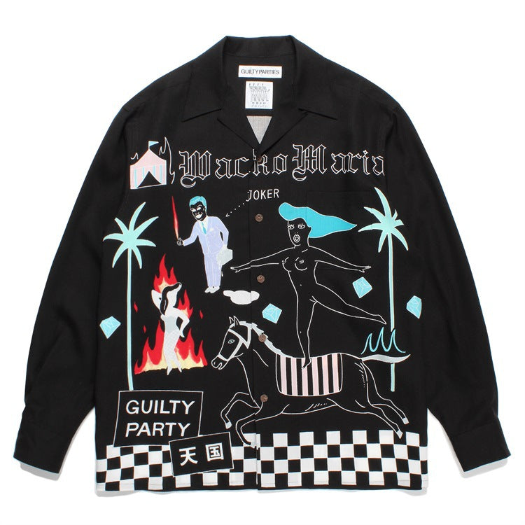 GUILTYPARTIES TIGER Long sleeved shirt World Peace series theme Hawaiian rayon long-sleeved shirt