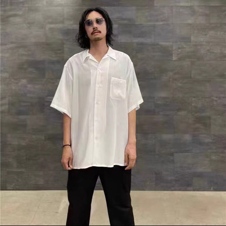 GUILTYPARTIES TIGER Shirts Solid Plain Casual Hawaiian Short Sleeve Rayon Shirt Men