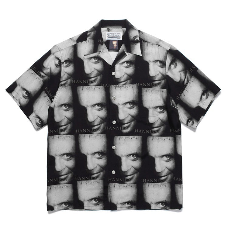 GUILTYPARTIES TIGER Shirts 22ss Exclusive Hannibal Movie Series Portrait Full Print Short Sleeve Shirt Men